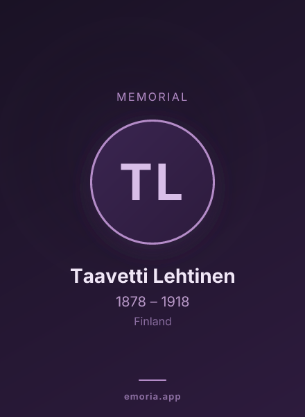Memorial portrait of Taavetti Lehtinen