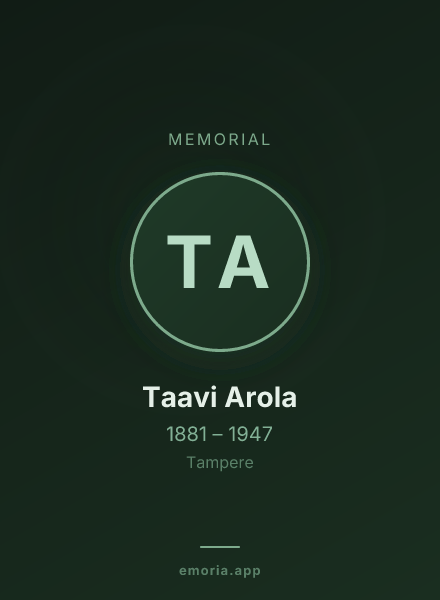 Memorial portrait of Taavi Arola
