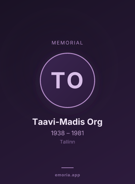 Memorial portrait of Taavi-Madis Org