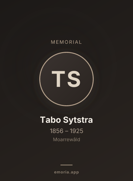 Memorial portrait of Tabo Sytstra