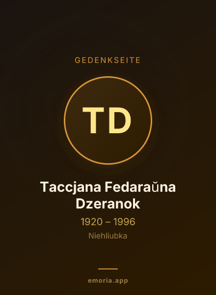 Gedenkportrait von Taccjana Fedaraŭna Dzeranok