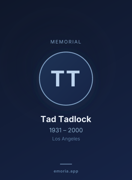 Memorial portrait of Tad Tadlock