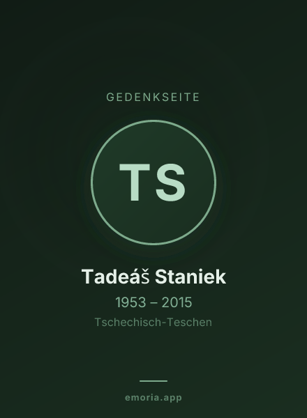 Gedenkportrait von Tadeáš Staniek