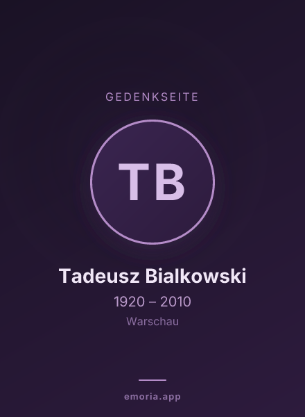 Gedenkportrait von Tadeusz Bialkowski