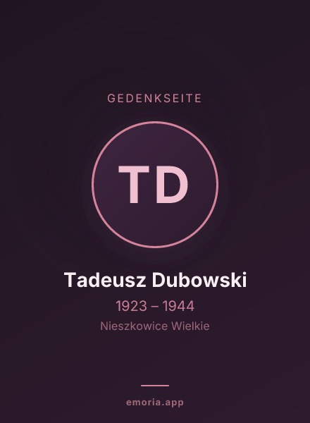 Gedenkportrait von Tadeusz Dubowski