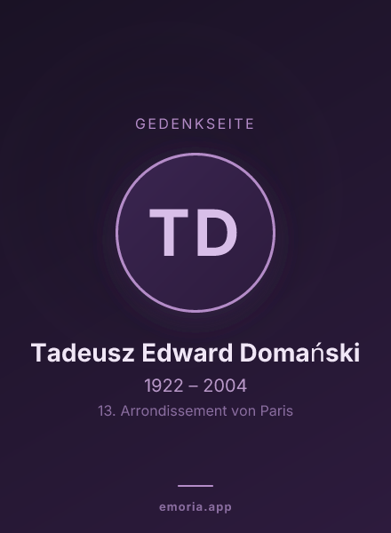 Gedenkportrait von Tadeusz Edward Domański