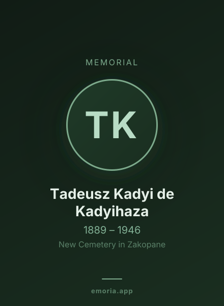 Memorial portrait of Tadeusz Kadyi de Kadyihaza