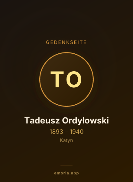 Gedenkportrait von Tadeusz Ordyłowski