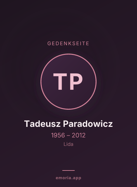 Gedenkportrait von Tadeusz Paradowicz