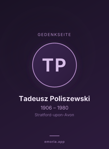 Gedenkportrait von Tadeusz Poliszewski