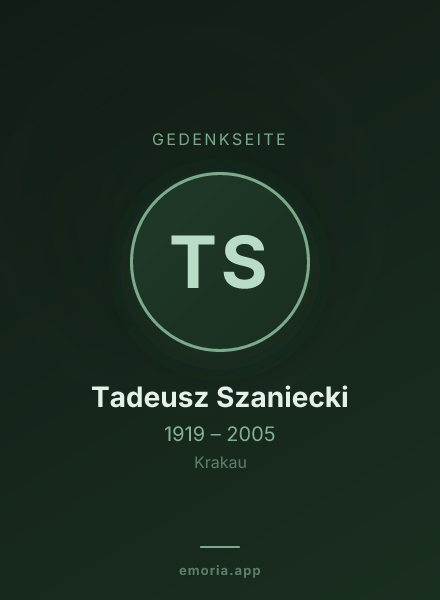Gedenkportrait von Tadeusz Szaniecki