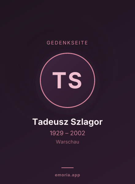 Gedenkportrait von Tadeusz Szlagor