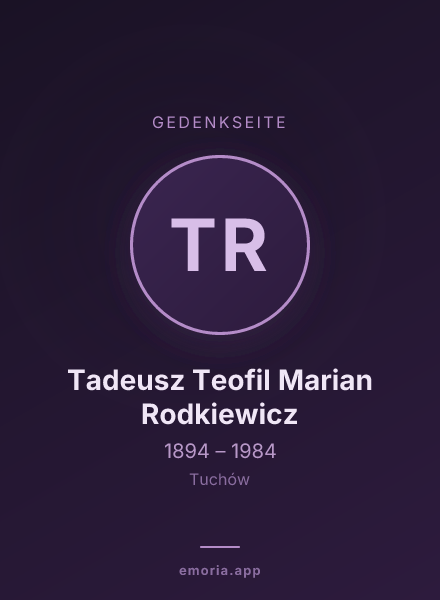 Gedenkportrait von Tadeusz Teofil Marian Rodkiewicz
