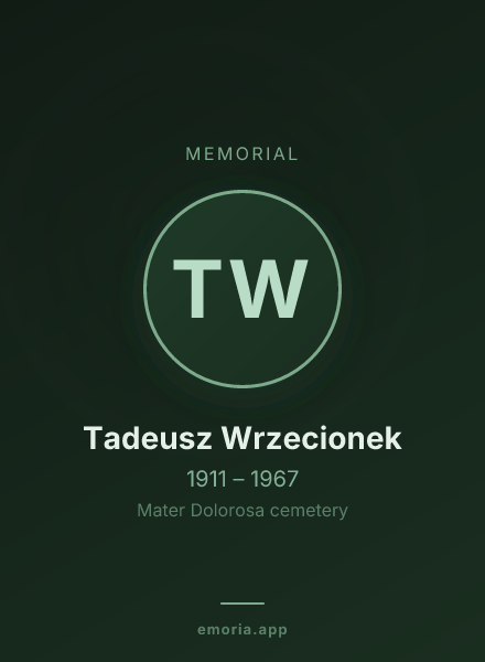 Memorial portrait of Tadeusz Wrzecionek