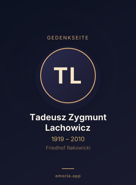 Gedenkportrait von Tadeusz Zygmunt Lachowicz