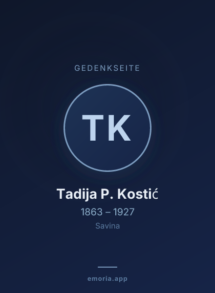 Gedenkportrait von Tadija P. Kostić