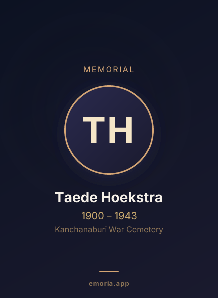 Memorial portrait of Taede Hoekstra