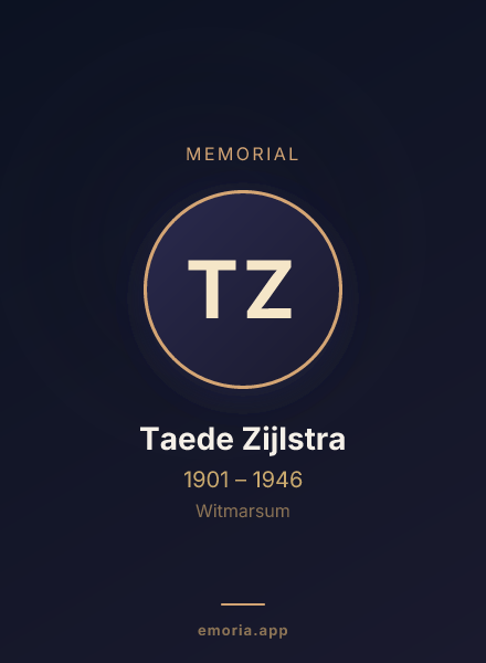 Memorial portrait of Taede Zijlstra