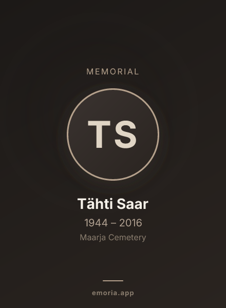 Memorial portrait of Tähti Saar
