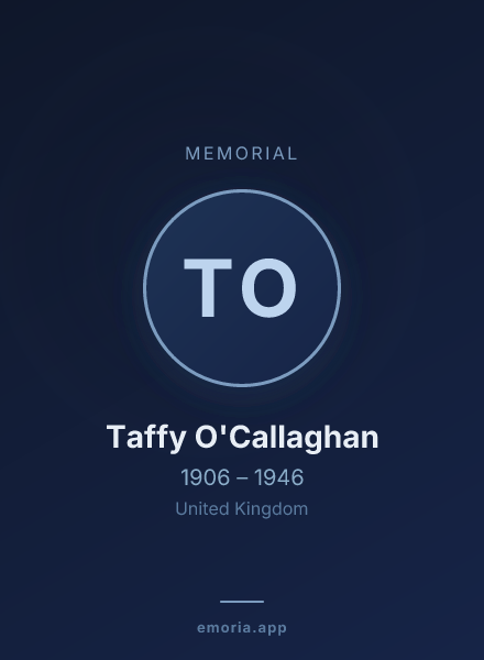 Memorial portrait of Taffy O'Callaghan