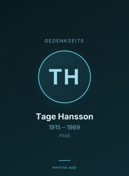 Gedenkportrait von Tage Hansson
