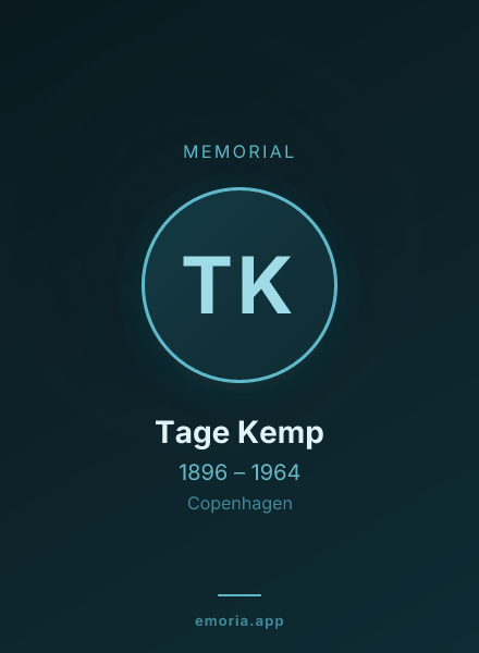 Memorial portrait of Tage Kemp