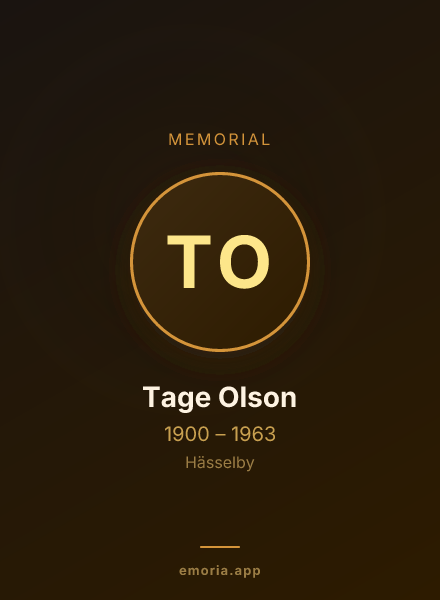 Memorial portrait of Tage Olson