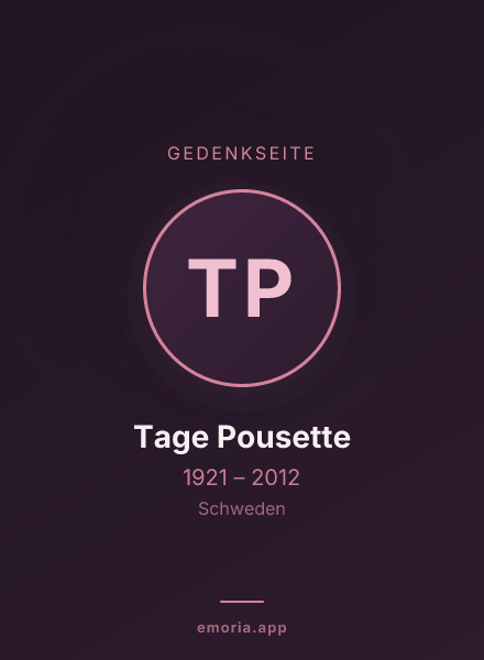 Gedenkportrait von Tage Pousette