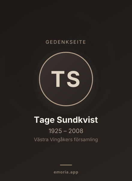 Gedenkportrait von Tage Sundkvist