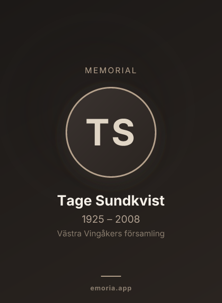 Memorial portrait of Tage Sundkvist