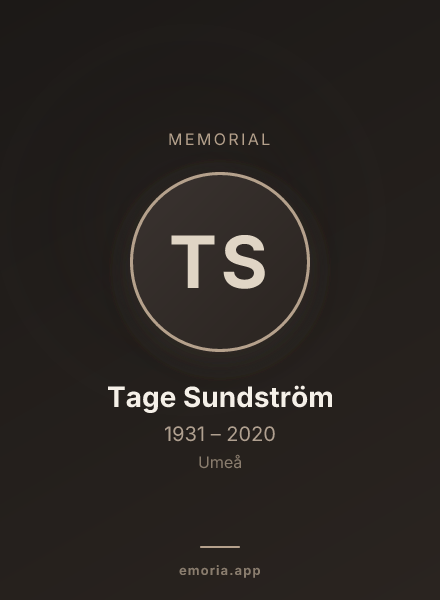 Memorial portrait of Tage Sundström