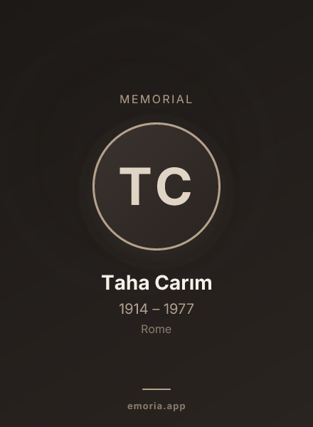 Memorial portrait of Taha Carım