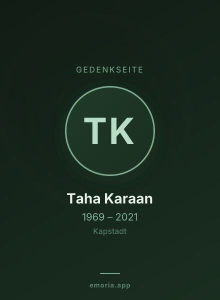 Gedenkportrait von Taha Karaan