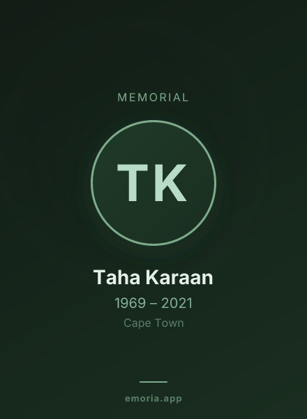 Memorial portrait of Taha Karaan