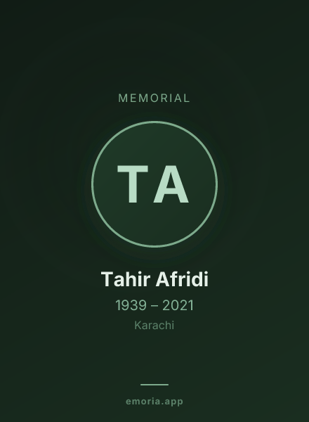 Memorial portrait of Tahir Afridi