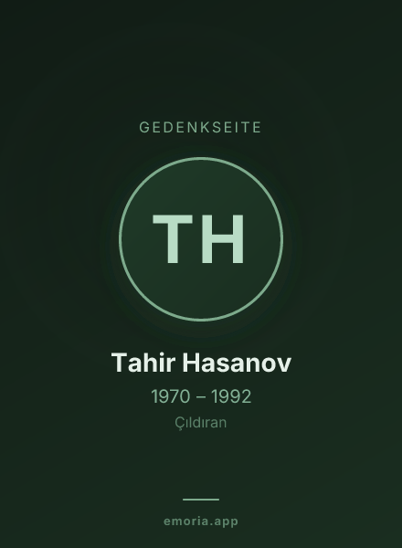 Gedenkportrait von Tahir Hasanov