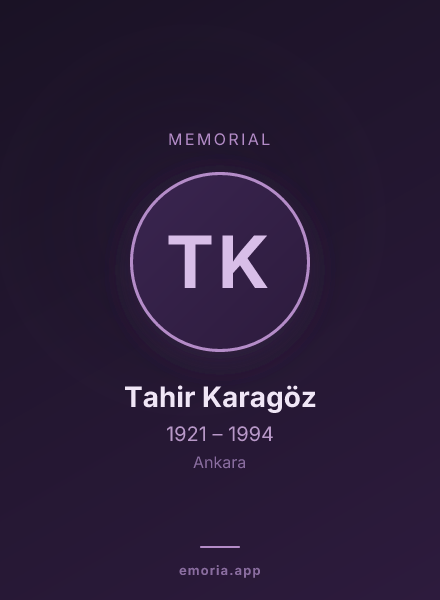 Memorial portrait of Tahir Karagöz