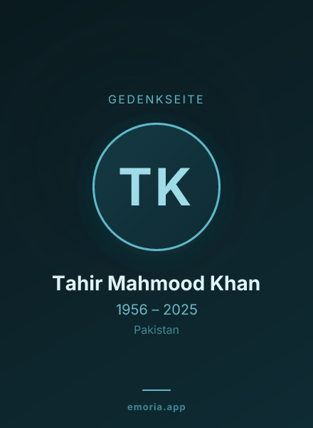 Gedenkportrait von Tahir Mahmood Khan