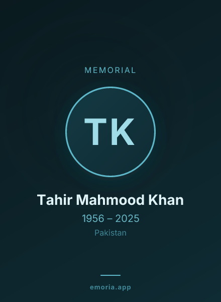 Memorial portrait of Tahir Mahmood Khan