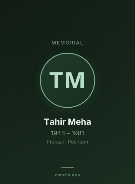 Memorial portrait of Tahir Meha