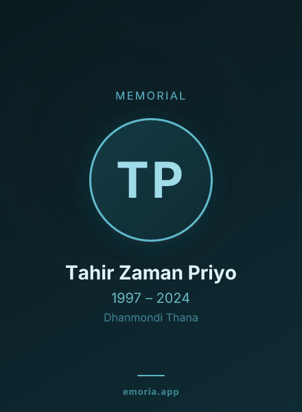 Memorial portrait of Tahir Zaman Priyo