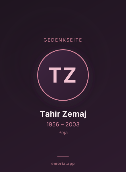 Gedenkportrait von Tahir Zemaj