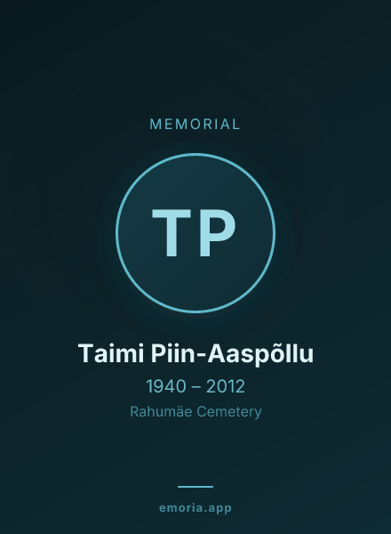 Memorial portrait of Taimi Piin-Aaspõllu