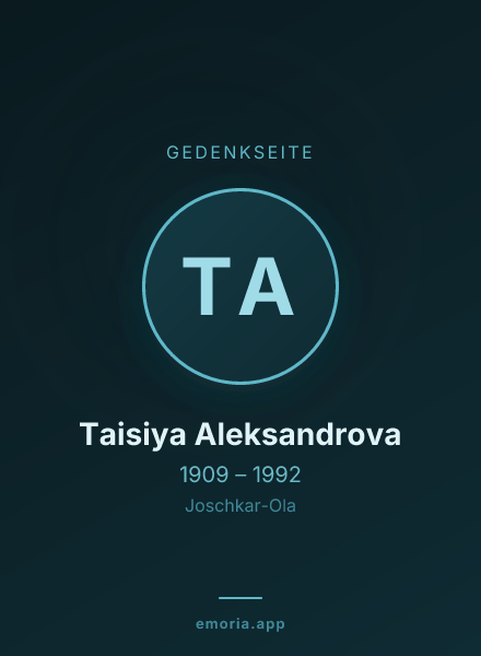 Gedenkportrait von Taisiya Aleksandrova