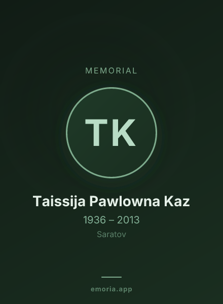 Memorial portrait of Taissija Pawlowna Kaz