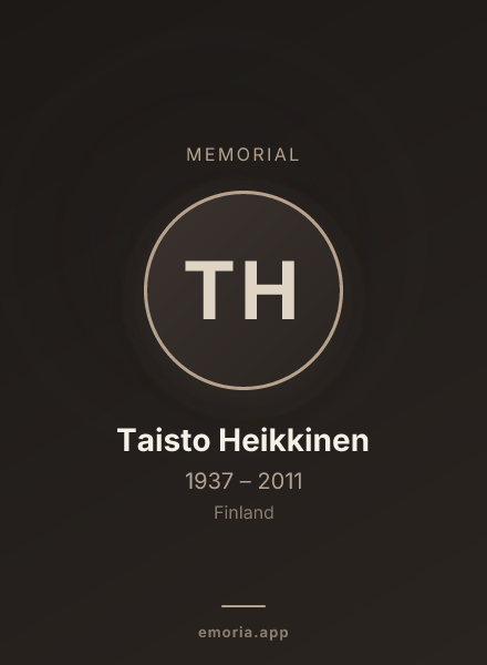 Memorial portrait of Taisto Heikkinen