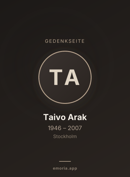 Gedenkportrait von Taivo Arak