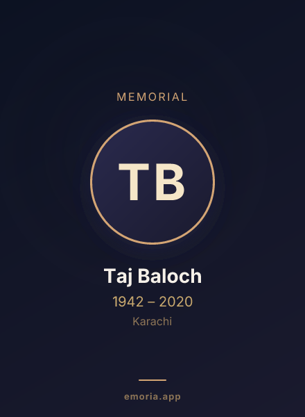 Memorial portrait of Taj Baloch