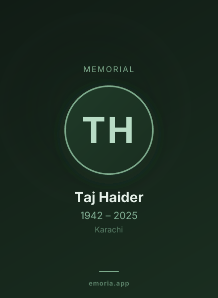 Memorial portrait of Taj Haider