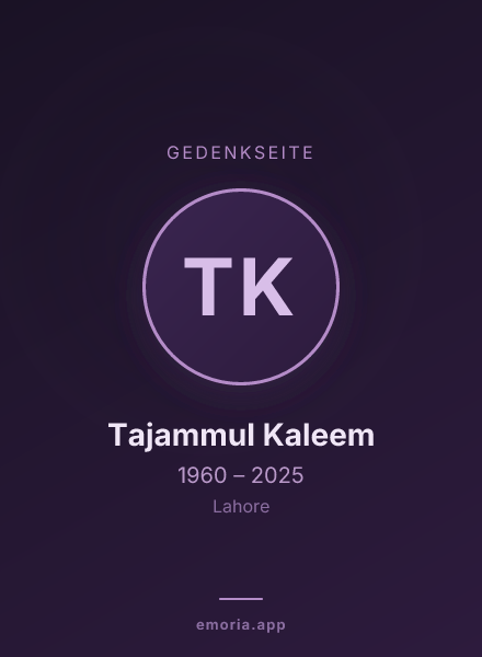 Gedenkportrait von Tajammul Kaleem